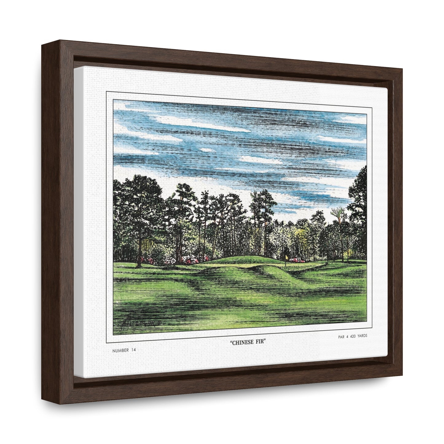 Chinese Fir Framed Canvas Golf Print for Wall