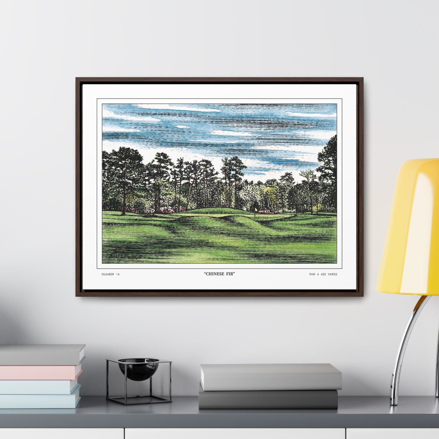 Chinese Fir Framed Canvas Golf Print for Wall