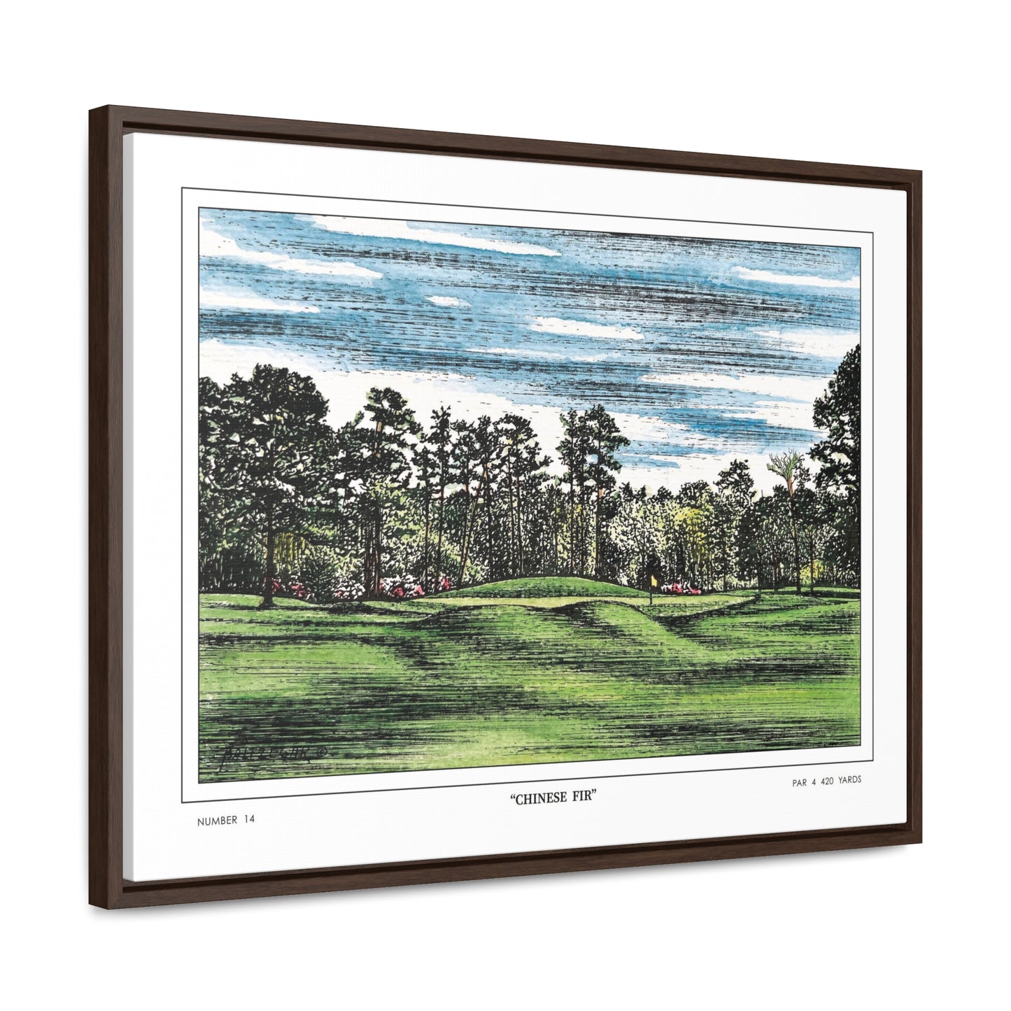 Chinese Fir Framed Canvas Golf Print for Wall