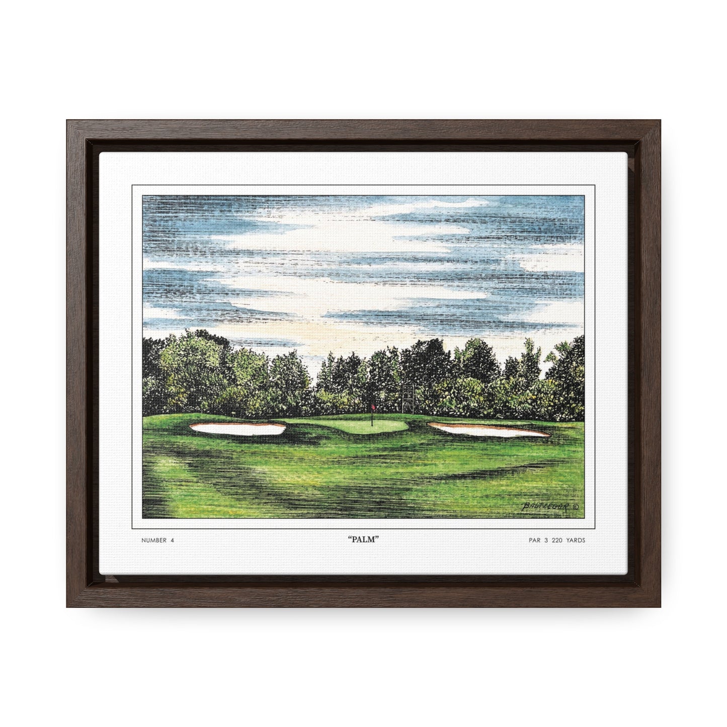 Flowering Crab Apple Watercolor Framed Canvas Golf Art