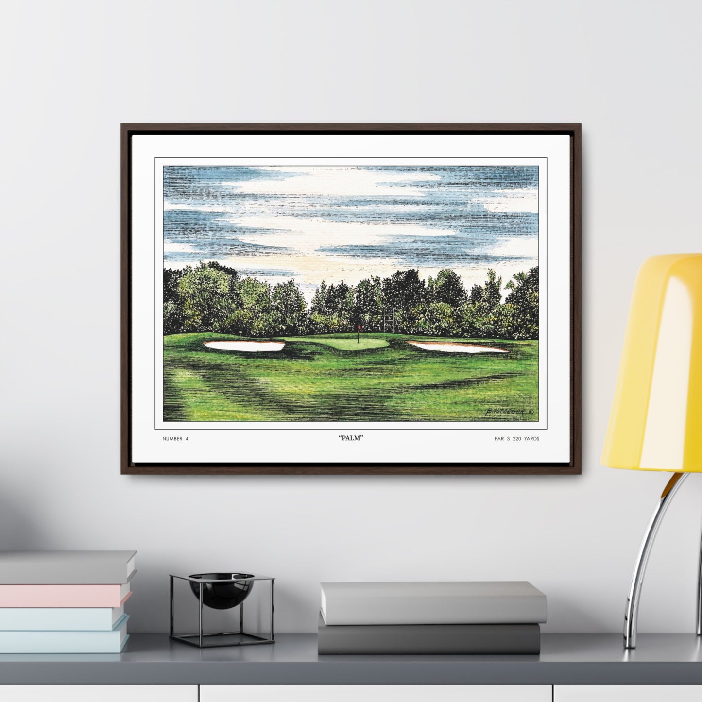 Flowering Crab Apple Watercolor Framed Canvas Golf Art