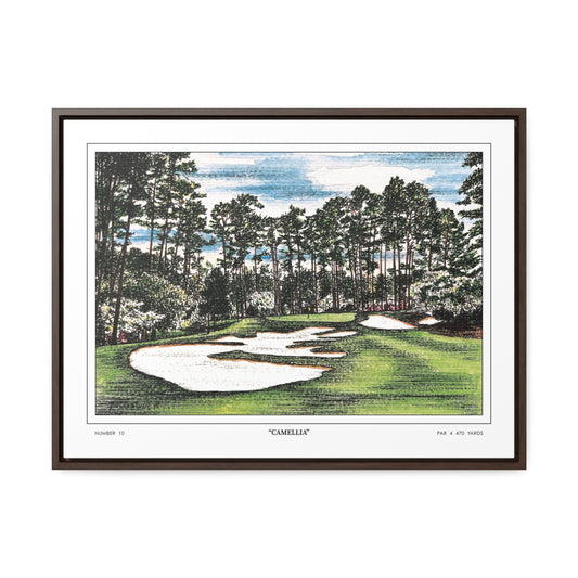 Camellia Watercolor Framed Canvas Golf Art for Wall