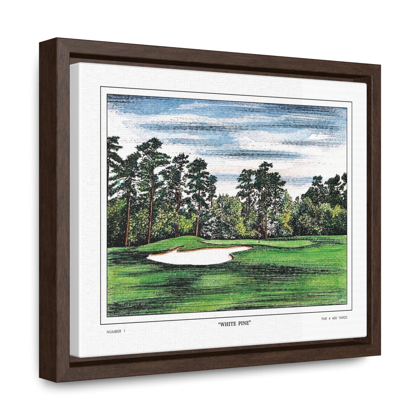 Tea Olive Augusta National Hole 1 Watercolor Painting | Original Masters Golf Art for Wall | Framed Horizontal Stretched Canvas Print