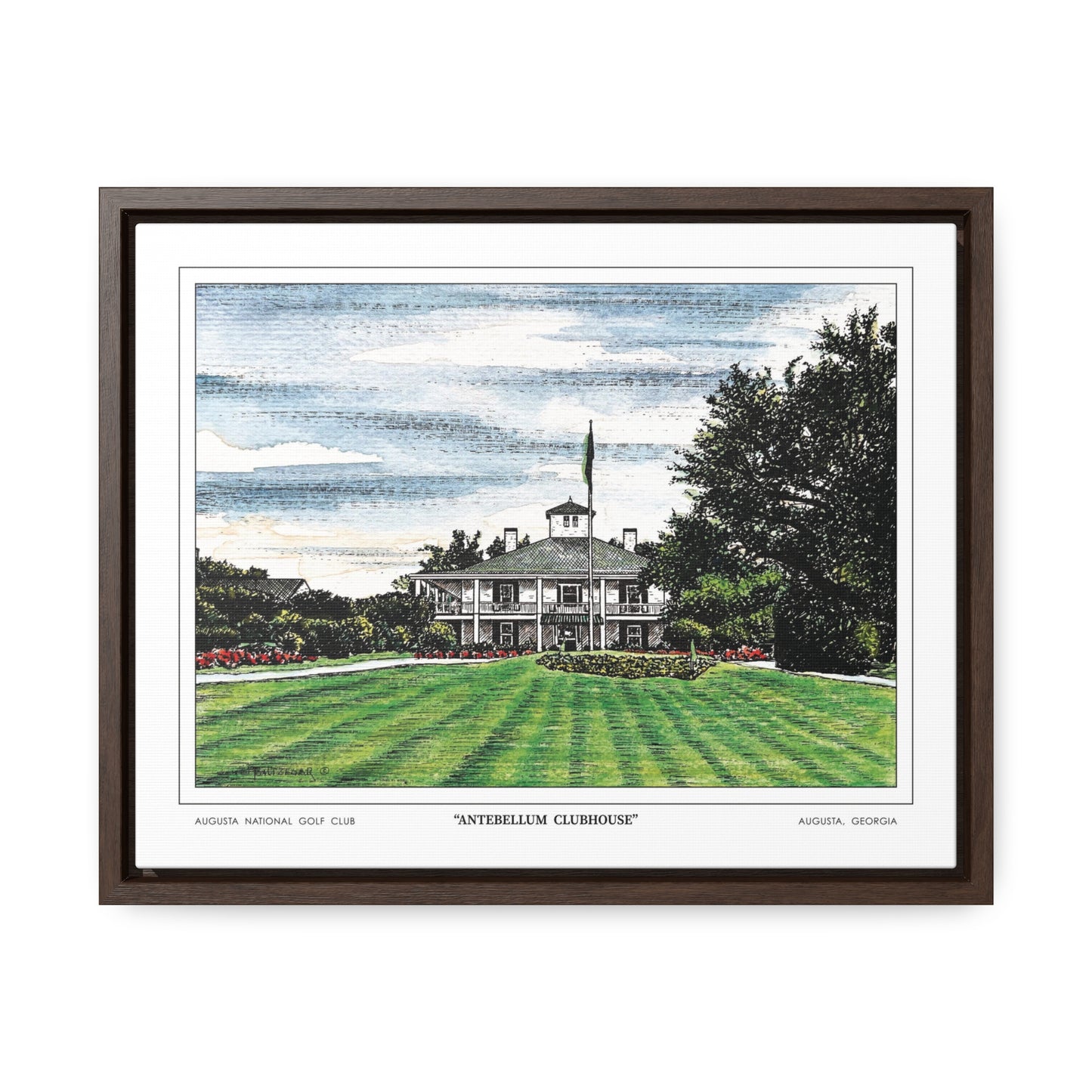 "Antebellum Clubhouse" Framed Canvas Golf Art for Wall