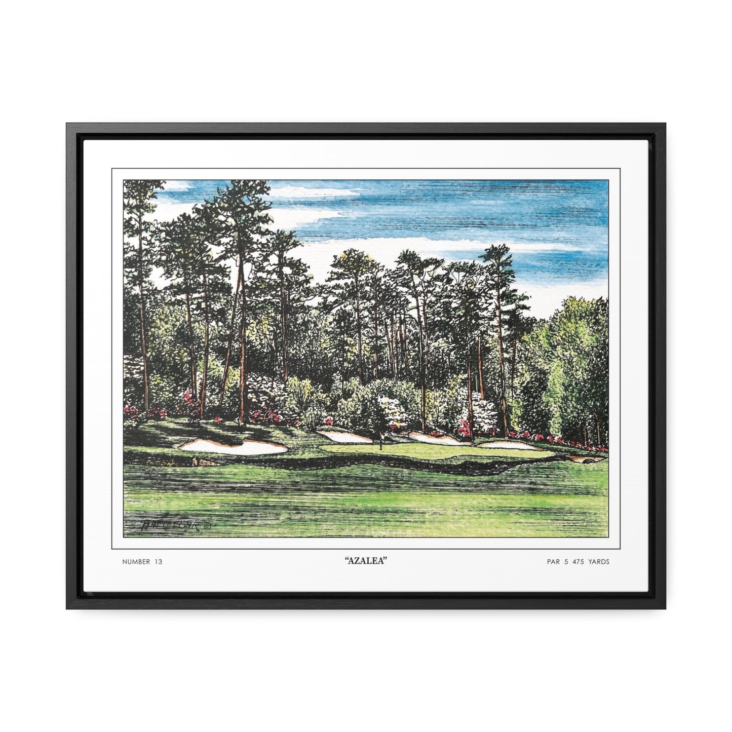 Hole 13 Azalea Framed Canvas Golf Art for Wall