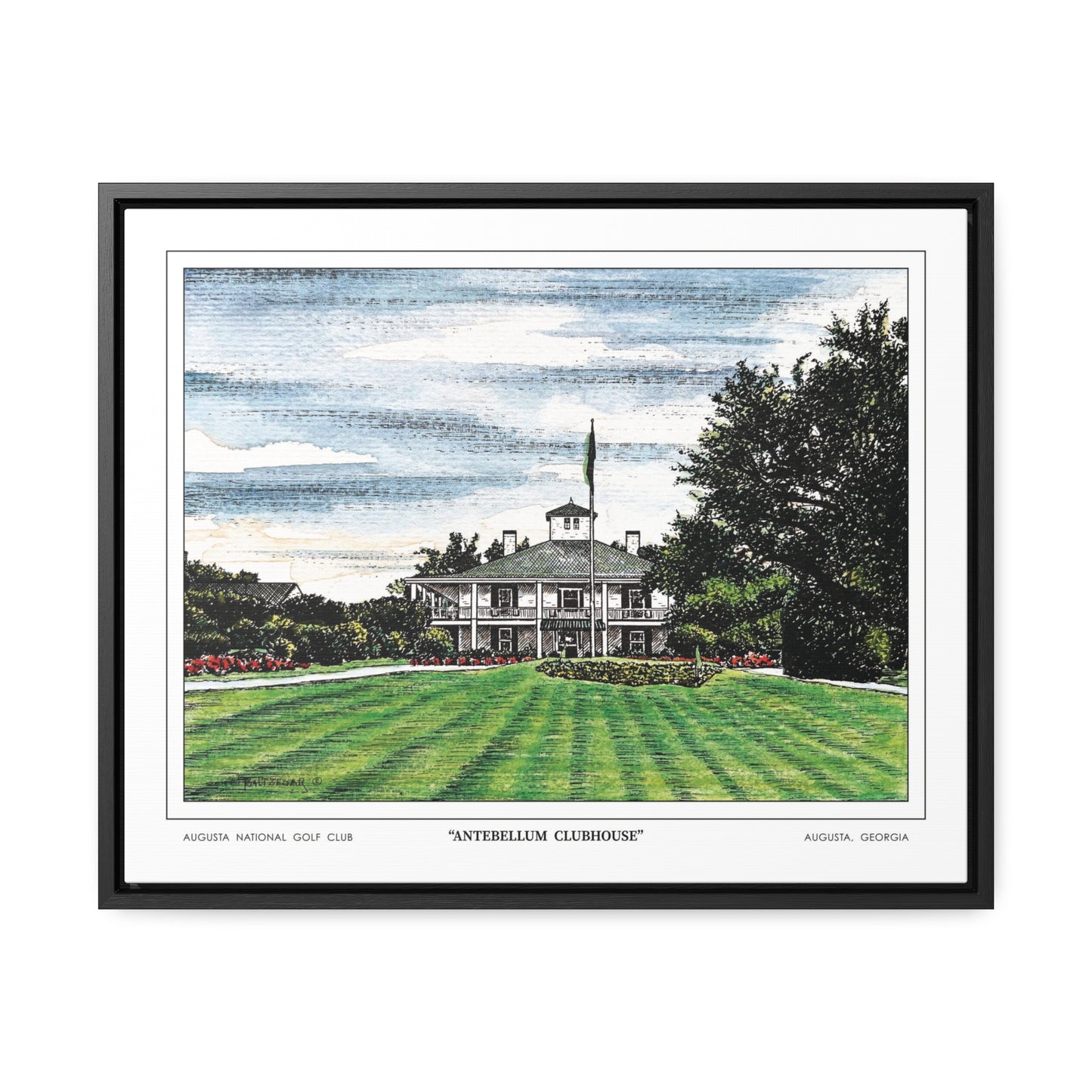 "Antebellum Clubhouse" Framed Canvas Golf Art for Wall