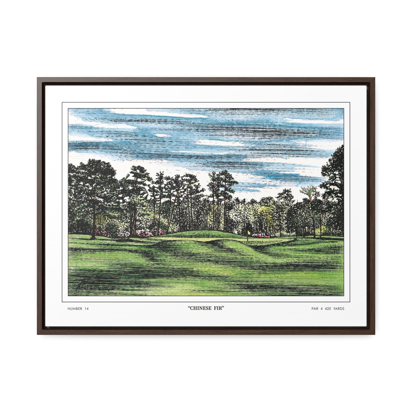 Chinese Fir Framed Canvas Golf Print for Wall