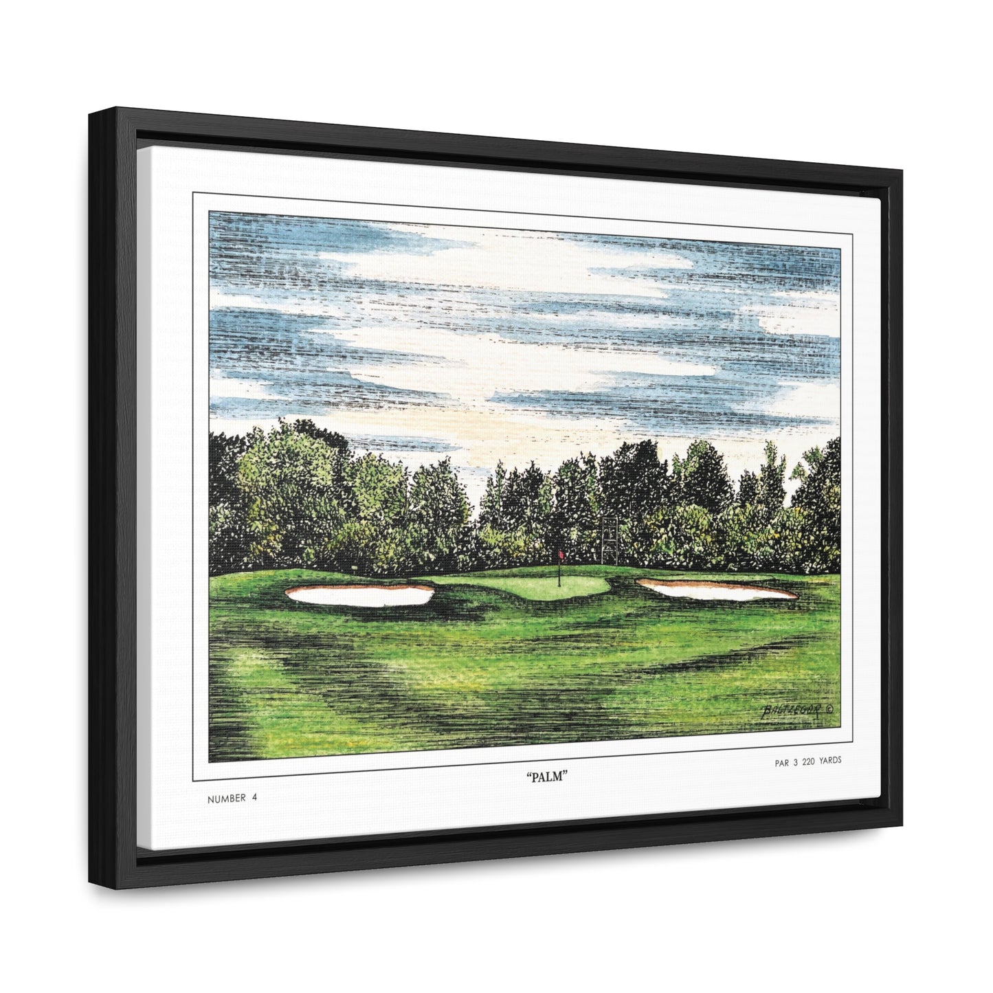 Flowering Crab Apple Watercolor Framed Canvas Golf Art