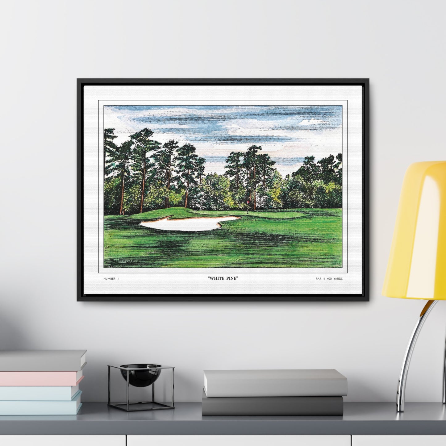 Tea Olive Augusta National Hole 1 Watercolor Painting | Original Masters Golf Art for Wall | Framed Horizontal Stretched Canvas Print