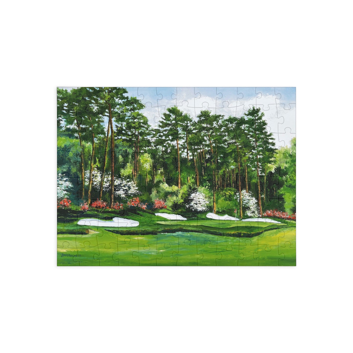 Wooden Jigsaw Puzzle of Hole 13 Azalea Featuring Original Golf Art