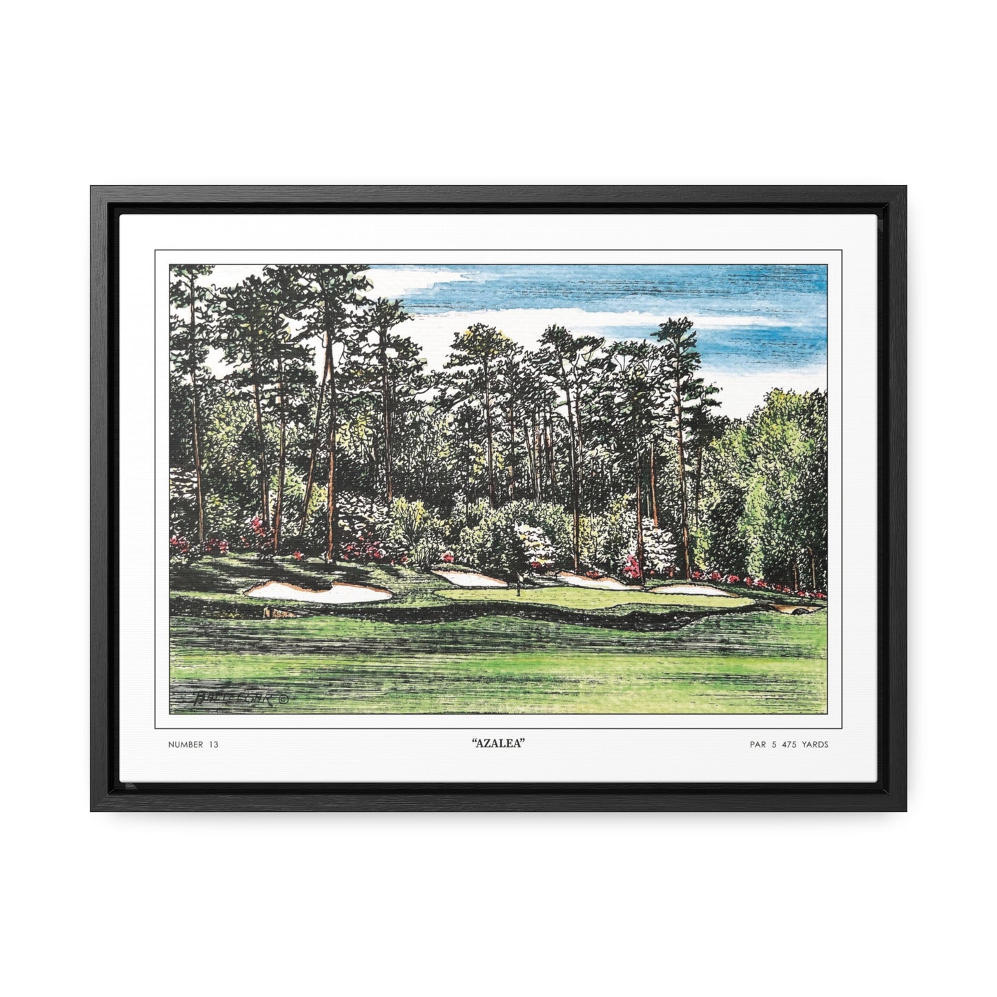 Hole 13 Azalea Framed Canvas Golf Art for Wall