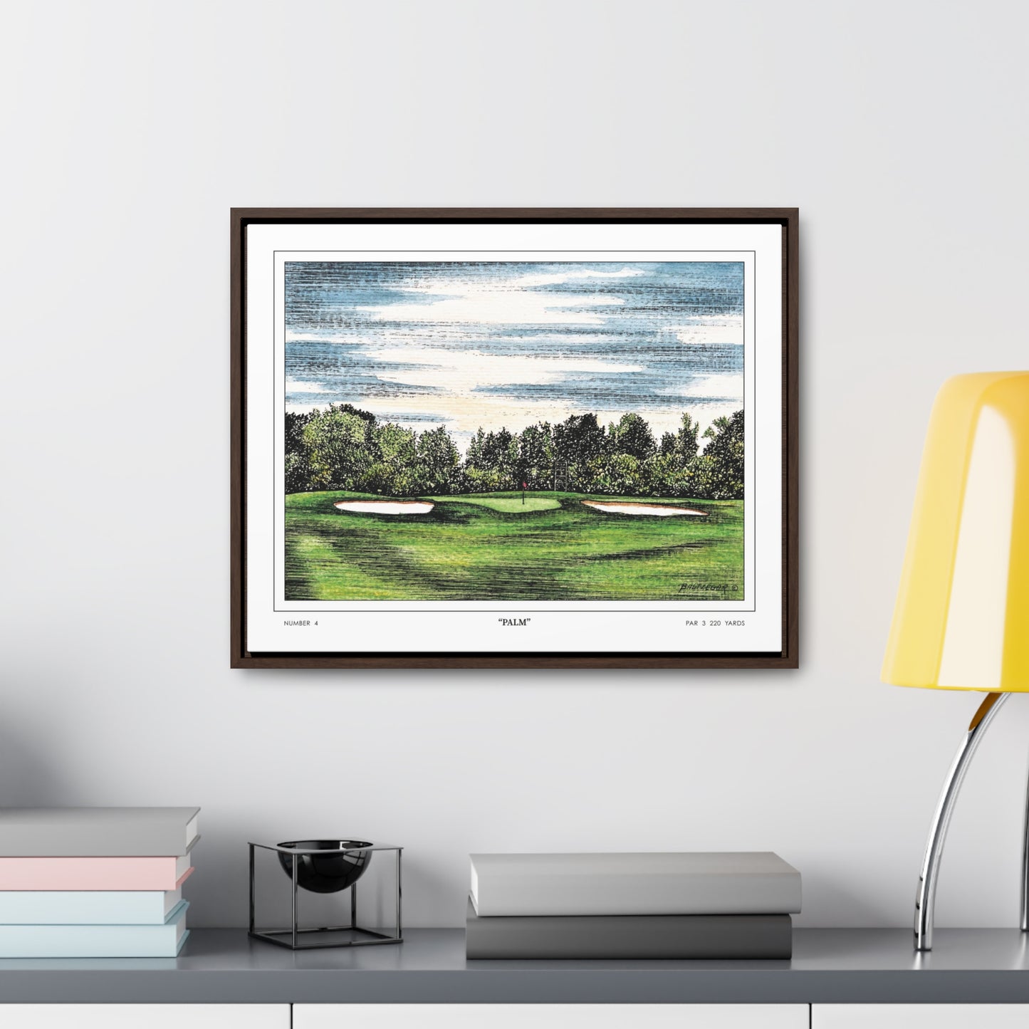 Flowering Crab Apple Watercolor Framed Canvas Golf Art