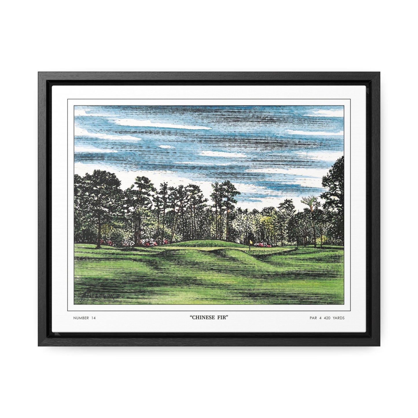 Chinese Fir Framed Canvas Golf Print for Wall