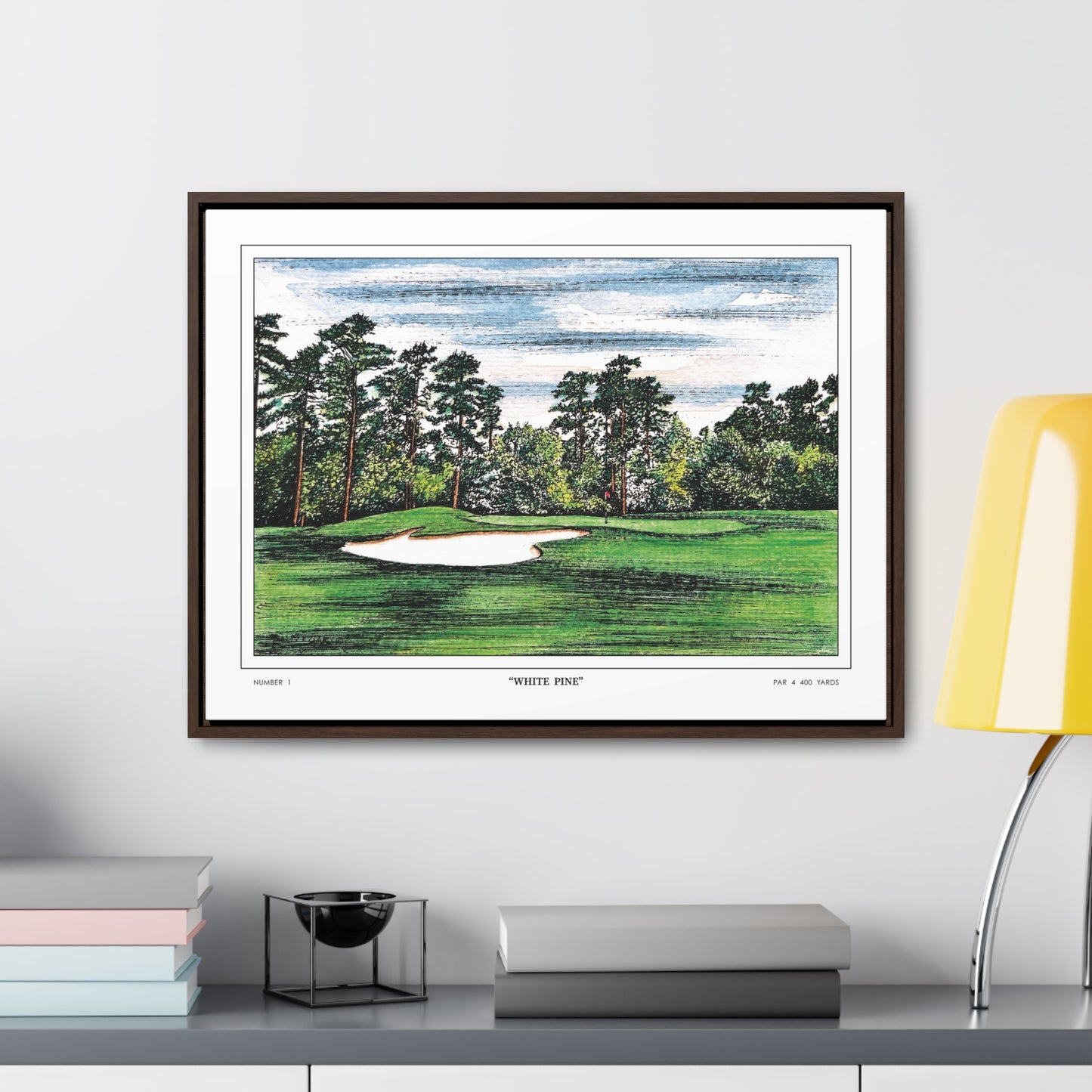 Tea Olive Augusta National Hole 1 Watercolor Painting | Original Masters Golf Art for Wall | Framed Horizontal Stretched Canvas Print