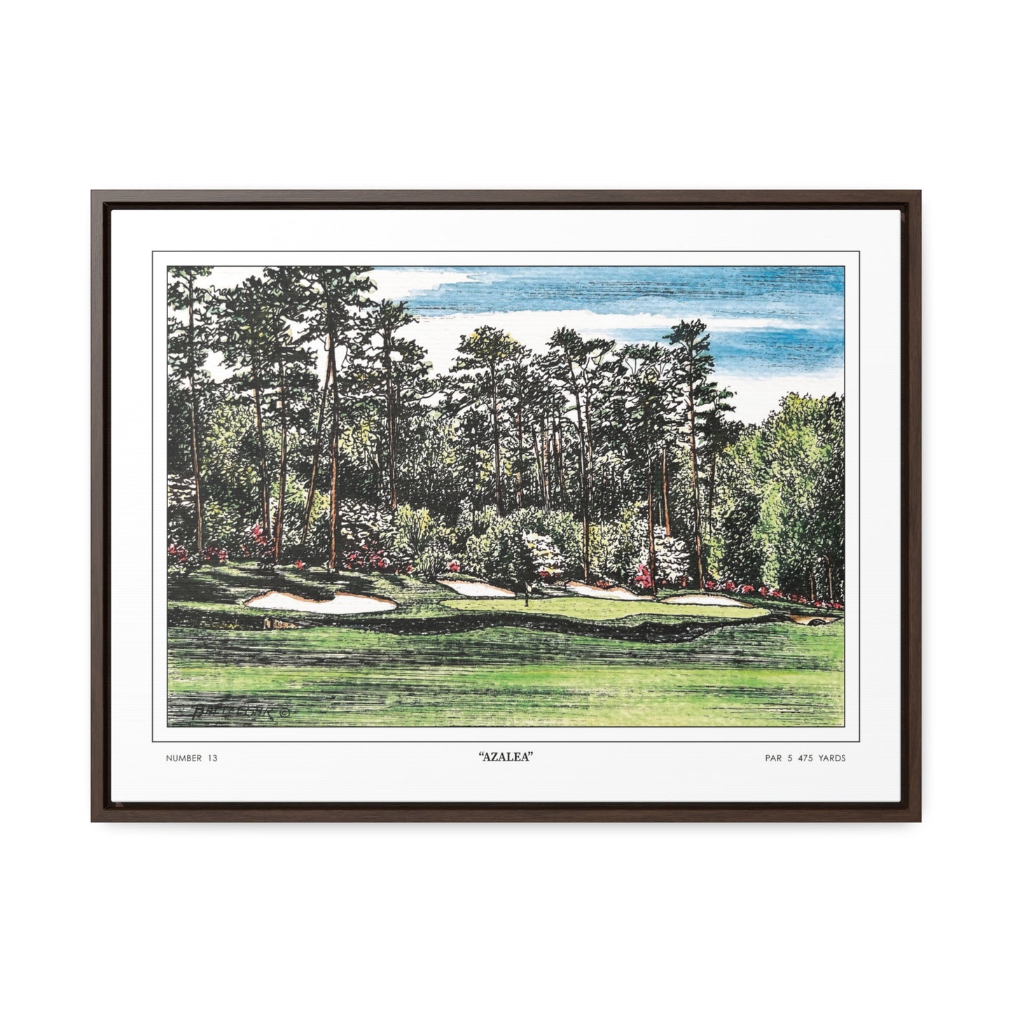 Hole 13 Azalea Framed Canvas Golf Art for Wall