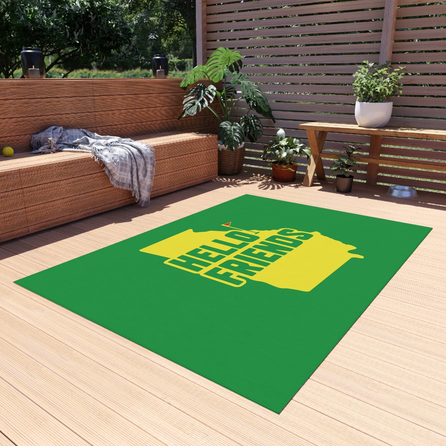 Hello Friends Indoor Outdoor Golf Themed Rug