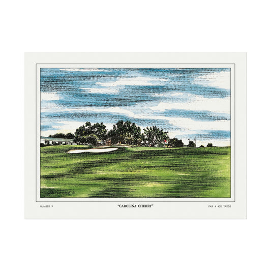 Hole 9 "Carolina Cherry" at Augusta National in 1968 | Vintage Masters Wall Art | Horizontal Decor | Golf Course Poster | Watercolor Print