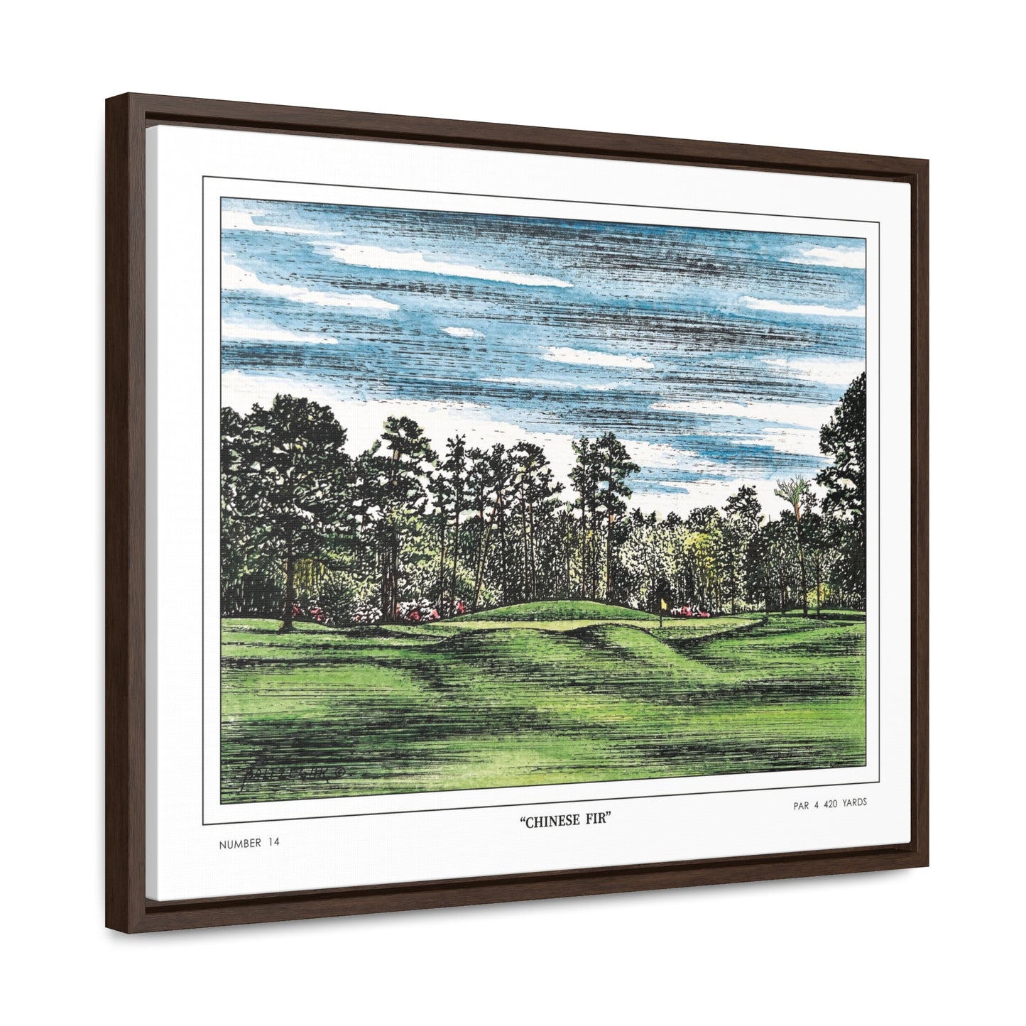 Chinese Fir Framed Canvas Golf Print for Wall