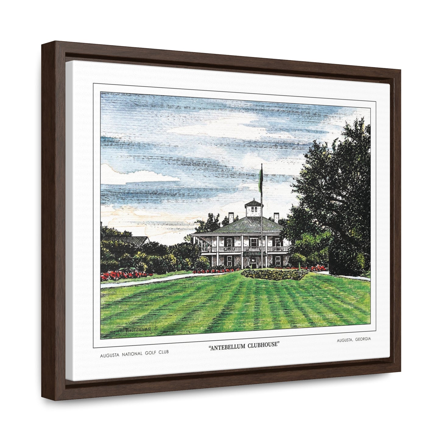 "Antebellum Clubhouse" Framed Canvas Golf Art for Wall