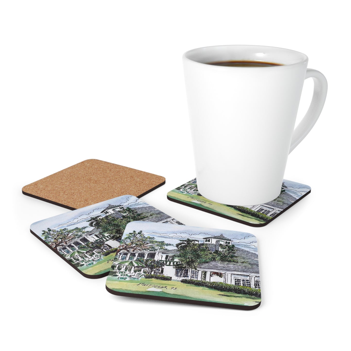 Antebellum Clubhouse Golf-Themed Cork Coasters