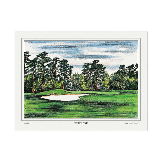 Hole 1 "White Pine" in 1968 Original Golf Wall Art