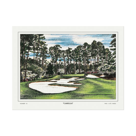 Hole 10 Camellia in 1968 Vintage Golf Art