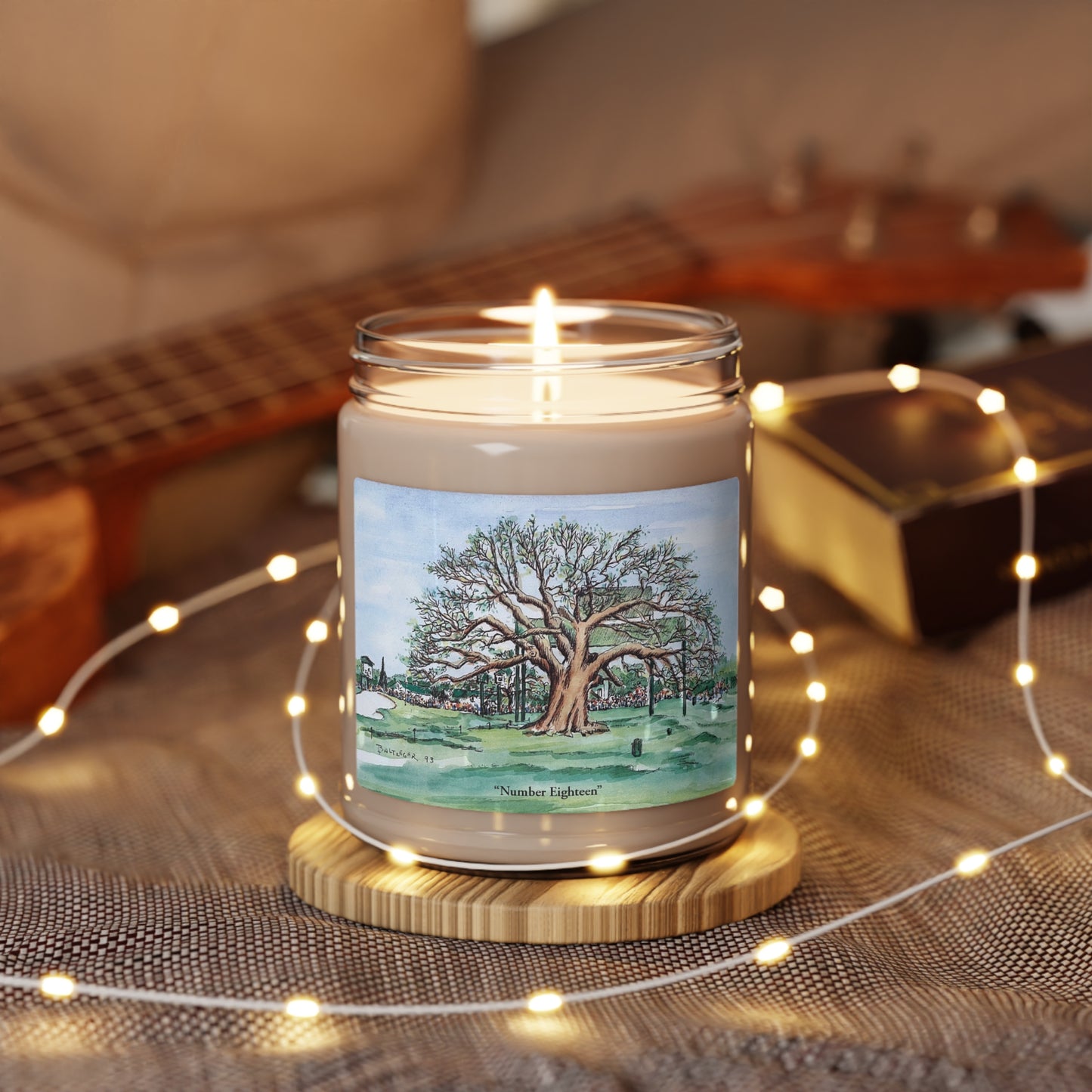 Number 18 at Augusta Scented Candle Featuring Original Golf Art