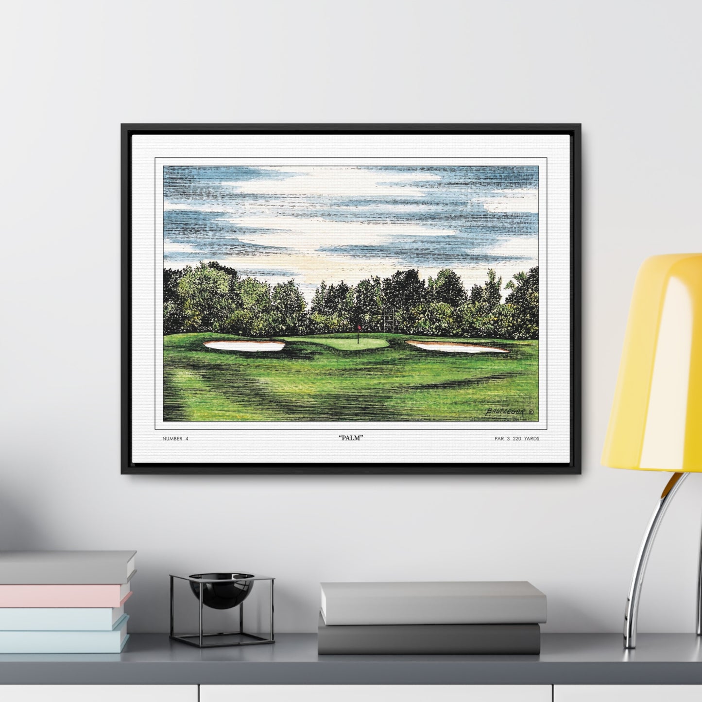 Flowering Crab Apple Watercolor Framed Canvas Golf Art