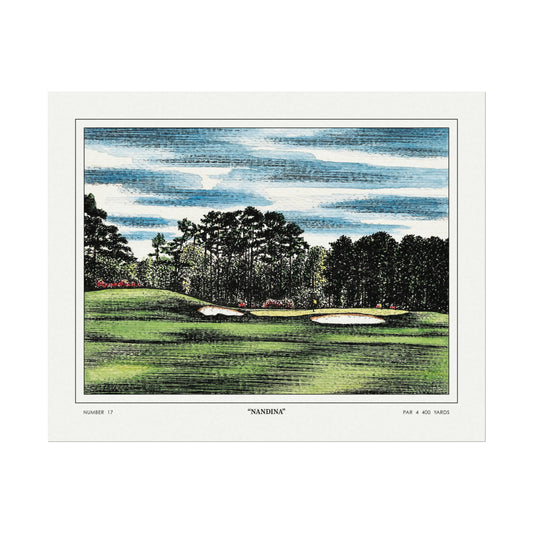 Hole 17 "Nandina" at Augusta National in 1968 | Vintage Masters Wall Art | Horizontal Decor | Golf Course Poster | Watercolor Print